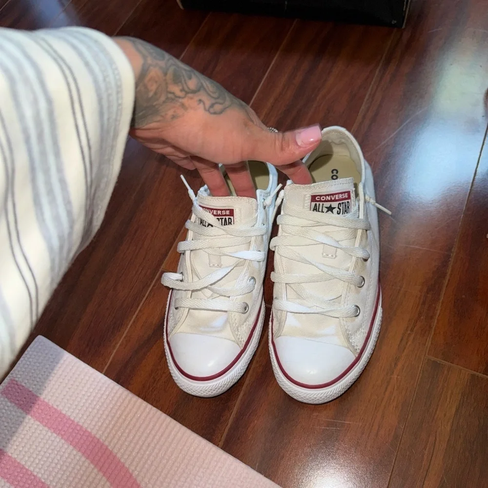 Converse Kids Cream Sneakers with Red Accents
